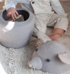 Janie and Jack Storage-Basket Renata the Rat grey