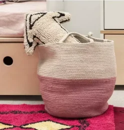Janie and Jack Storage-Basket Zoco Ash Rose-Natural natural and rose