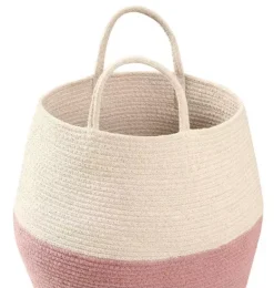 Janie and Jack Storage-Basket Zoco Ash Rose-Natural natural and rose