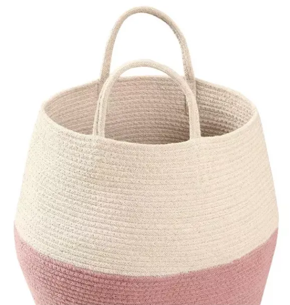 Janie and Jack Storage-Basket Zoco Ash Rose-Natural natural and rose