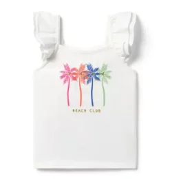 Janie and Jack Sleeveless Tops-Beach Club Tee white