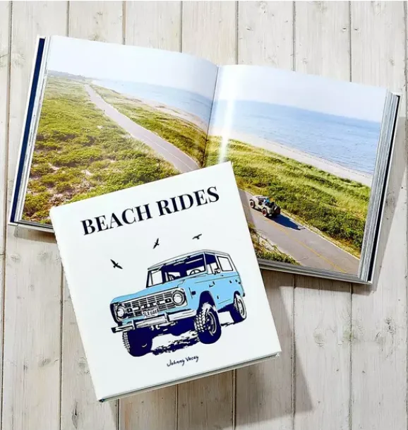 Janie and Jack Books-Beach Rides by Johnny Vacay LEATHER EDITION ivory