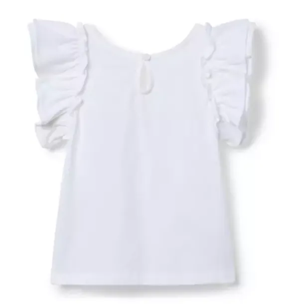 Janie and Jack Short Sleeve Tops-Beach Umbrella Ruffle Sleeve Tee white