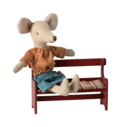 Janie and Jack Dolls-Bench, Mouse - red