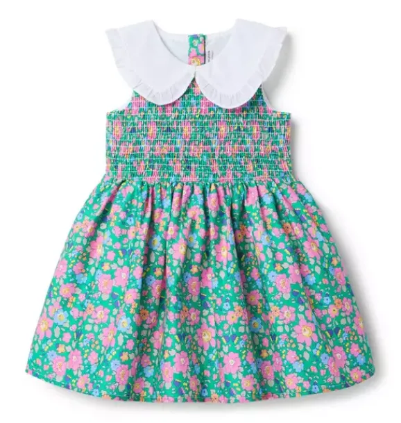 Janie and Jack Dresses-Betsy Meadow Dress Made With Liberty Fabric green betsy meadow floral