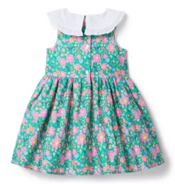 Janie and Jack Dresses-Betsy Meadow Dress Made With Liberty Fabric green betsy meadow floral