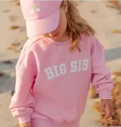 Janie and Jack Kids Clothing-Big Sis Crewneck Sweatshirt pink