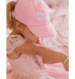 Janie and Jack Kids Accessories-Big Sister Bow Baseball Hat pink