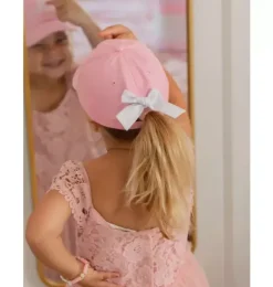 Janie and Jack Kids Accessories-Big Sister Bow Baseball Hat pink