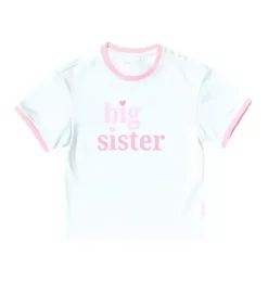 Janie and Jack Kids Clothing-Big Sister Crewneck T-Shirt white/pink