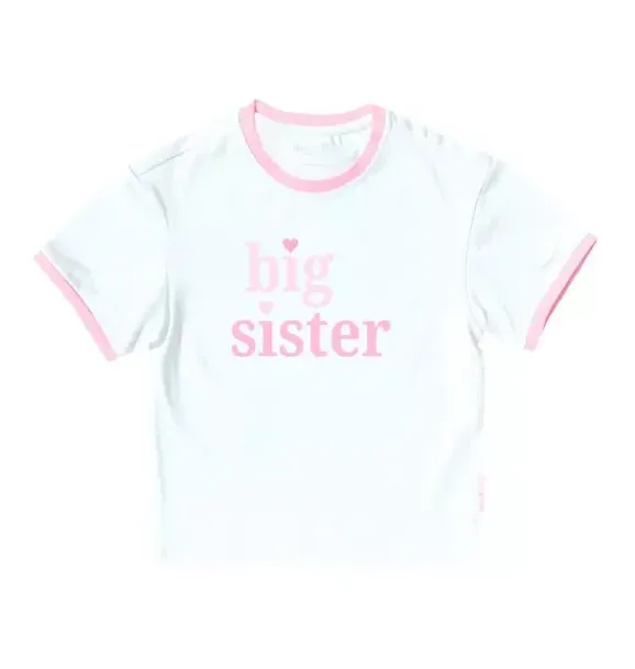 Janie and Jack Kids Clothing-Big Sister Crewneck T-Shirt white/pink