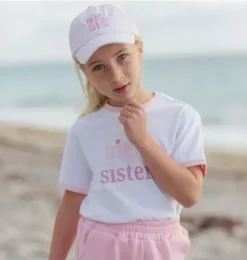 Janie and Jack Kids Clothing-Big Sister Crewneck T-Shirt white/pink