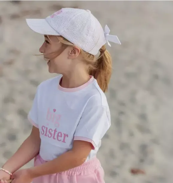 Janie and Jack Kids Clothing-Big Sister Crewneck T-Shirt white/pink
