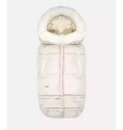 Janie and Jack Strollers-Blanket 212 evolution - Tundra Plush heather beige - white faux fur