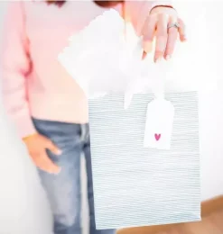 Janie and Jack Party Supplies|Desk Accessories-Blue Painted Stripe Gift Bag multi