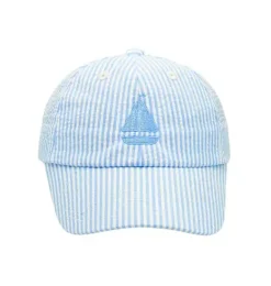 Janie and Jack Kids Accessories-Seersucker Sailboat Baseball Hat blue