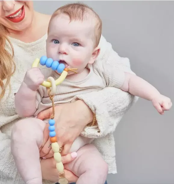 Janie and Jack Teethers And Bottles-bell Arch Ring Teether + Clip Set blue
