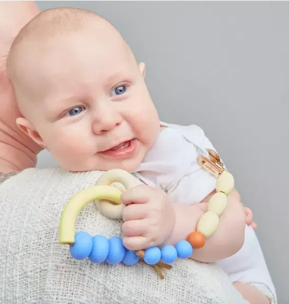 Janie and Jack Teethers And Bottles-bell Arch Ring Teether + Clip Set blue