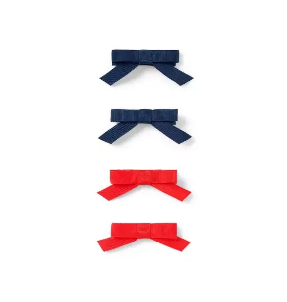 Janie and Jack Hair-Bow Barrette Set merchant marine and cherry