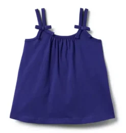 Janie and Jack Sleeveless Tops-Bow Double Strap Top indigo ink
