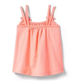 Janie and Jack Sleeveless Tops-Bow Double Strap Top peach nectar