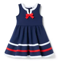 Janie and Jack Swim Outfits|Dresses-Bow Ponte Dress merchant marine