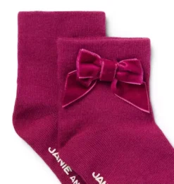 Janie and Jack Socks & Tights-Bow Sock dark berry