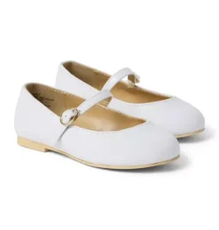 Janie and Jack Shoes-Buckle Strap Ballet Flat white