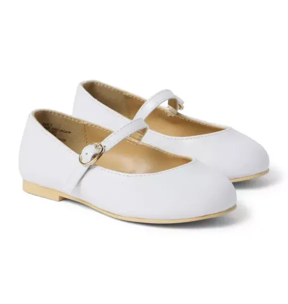 Janie and Jack Shoes-Buckle Strap Ballet Flat white