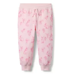 Janie and Jack Pants|Matching Sets-Bunny Floral Jogger pale pink bunny floral