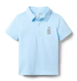 Janie and Jack Polos-Bunny Pique Polo breezy blue heather