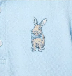 Janie and Jack Polos-Bunny Pique Polo breezy blue heather