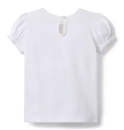 Janie and Jack Short Sleeve Tops-Bunny Puff Sleeve Tee white