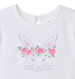 Janie and Jack Short Sleeve Tops-Bunny Puff Sleeve Tee white