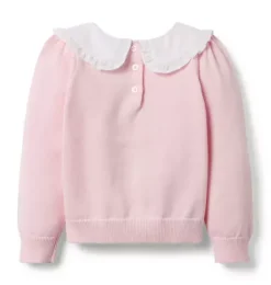 Janie and Jack Sweaters & Sweatshirts-Bunny Ruffle Collar Sweater pale pink