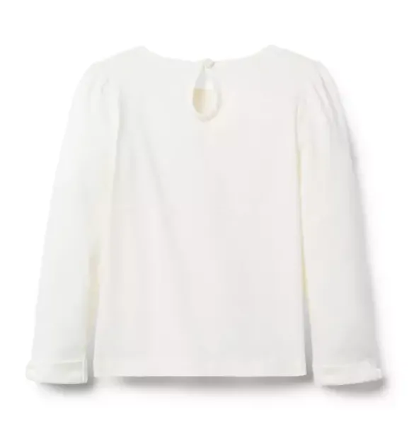 Janie and Jack Long Sleeve Tops-Bunny Tee ivory