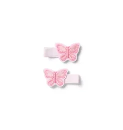 Janie and Jack Hair-Butterfly Barrette Set dainty pink
