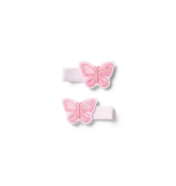 Janie and Jack Hair-Butterfly Barrette Set dainty pink