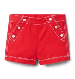 Janie and Jack Skirts & Shorts-Button Canvas Short cherry