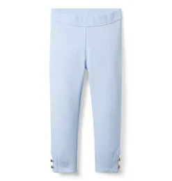 Janie and Jack Pants-Button Cuff Ponte Pant light blue