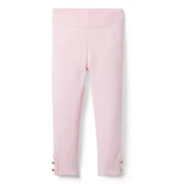 Janie and Jack Pants-Button Cuff Ponte Pant pale pink