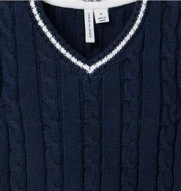Janie and Jack Sweaters & Sweatshirts-Cable Knit Sweater Vest merchant marine