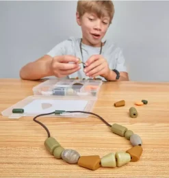 Janie and Jack Jewelry|Kids Accessories-Camo DIY Sensory Necklace Kit brown