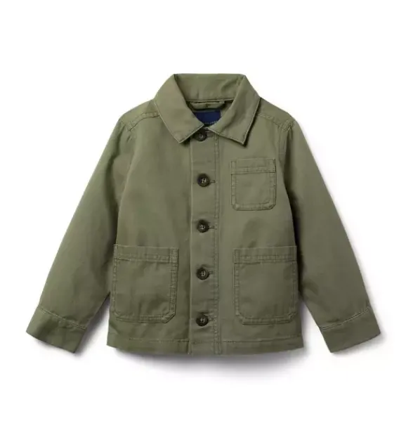 Janie and Jack Jackets & Coats-Canvas Chore Jacket deep olive green