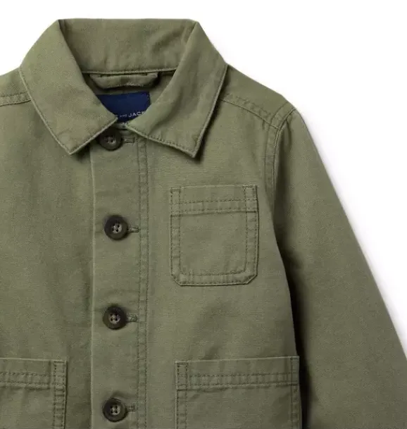 Janie and Jack Jackets & Coats-Canvas Chore Jacket deep olive green