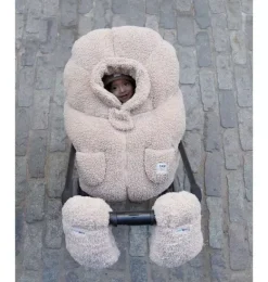 Janie and Jack Car Seats-Car Seat Cocoon - Teddy oatmeal