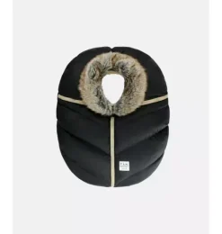 Janie and Jack Car Seats-Car Seat Cocoon - Tundra black faux fur