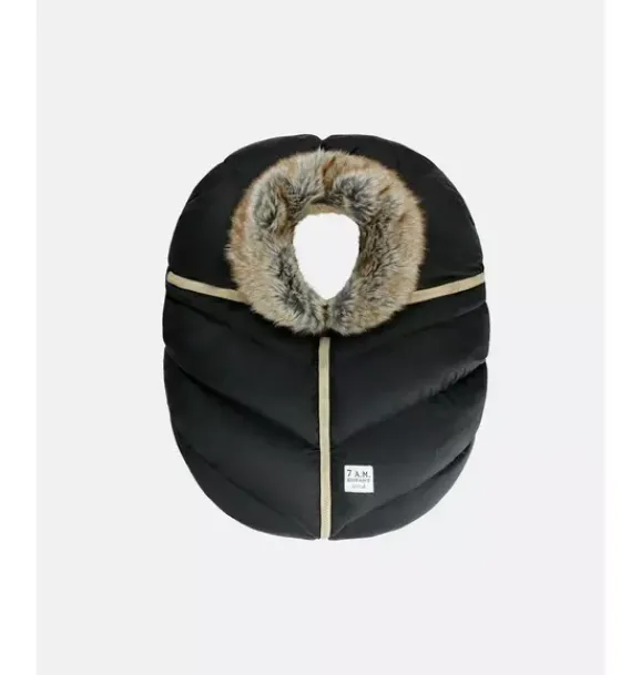 Janie and Jack Car Seats-Car Seat Cocoon - Tundra black faux fur