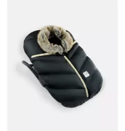 Janie and Jack Car Seats-Car Seat Cocoon - Tundra black faux fur