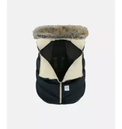 Janie and Jack Car Seats-Car Seat Cocoon - Tundra black faux fur